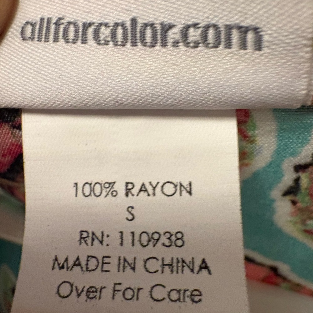 All For Color Blue 3/4 Sleeve Boxy Button Front Top - Picture 5 of 5